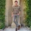 Full sleeves Slim Fit Brown Brushed Checks Shirt