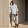Full sleeves Slim Fit Blue Dobby Structure Printed Stripe Shirt