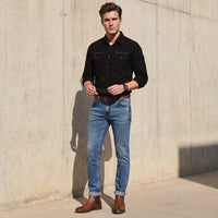Men's Black Solid Slim Fit Shirts