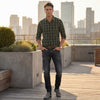 Full Sleeves Slim Fit Dark Green Mild Brushing Checks Shirt