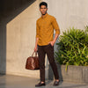 Full Sleeves Slim Fit Mustard Button-Down Oxford Solid Shirt