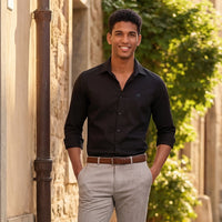 Men's Black Solid Slim Fit Shirts