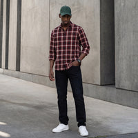 Full Sleeves Slim Fit Maroon Herringbone Structure Checks Shirt