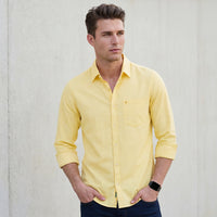 Full Sleeves Slim Fit Lemon  Dobby Structure Button-Down Solid Shirt