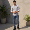 Full Sleeves Slim Fit Grey all-over Grunge Striper print Shirt
