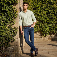 Men's Light Green Printed Slim Fit Shirts
