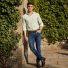 Men's Light Green Printed Slim Fit Shirts