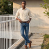 Full Sleeves Slim Fit Cream all-over abstract print Shirt