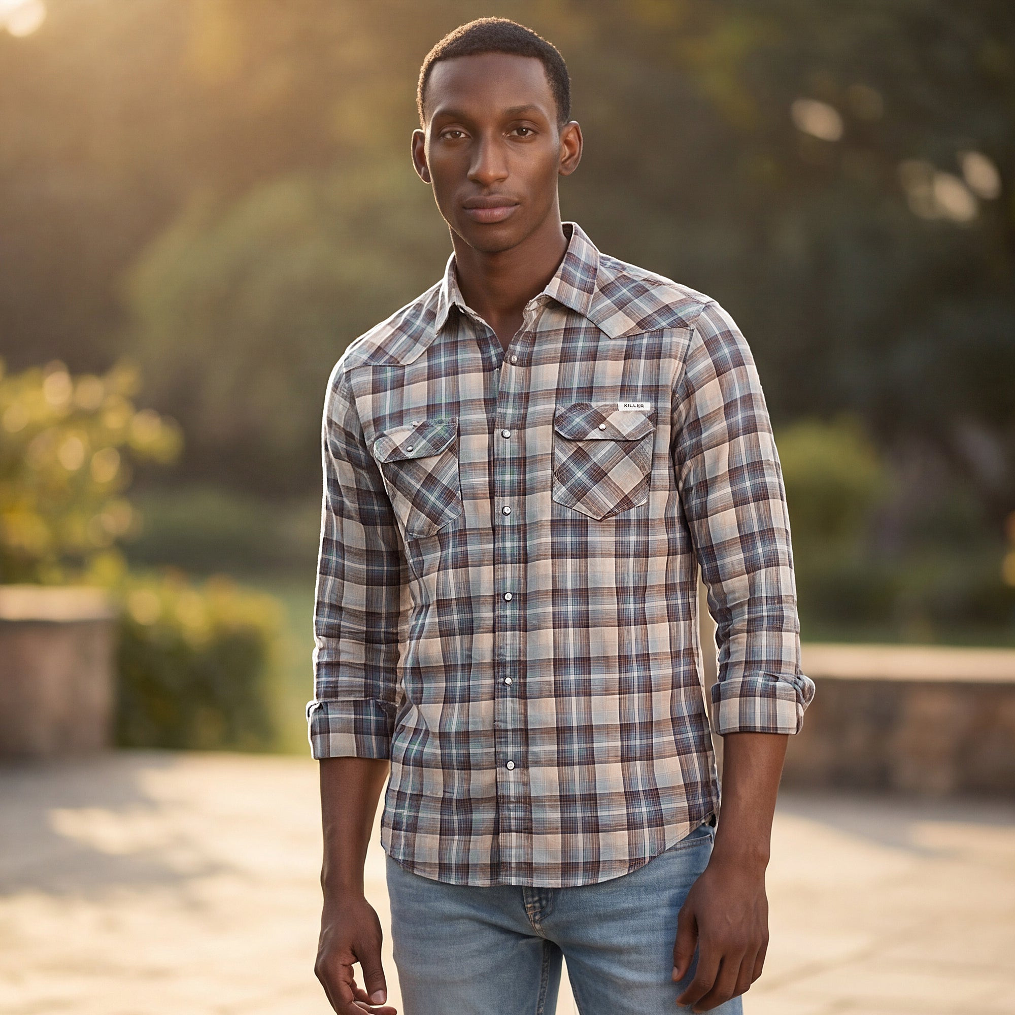 Full Sleeves Slim Fit Burgundy Checks Shirt