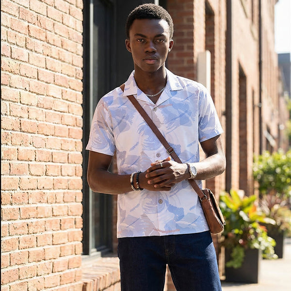 Men's Blue Printed Regular Fit Shirts