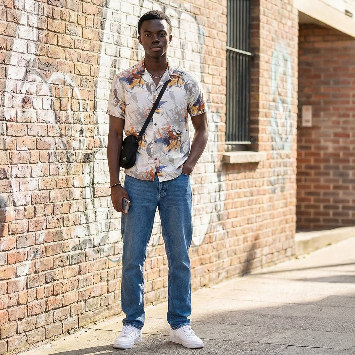 Half Sleeves Regular Fit Modern abstract botanical Cuban Collar Print Shirt