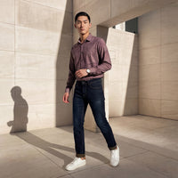 Full Sleeves Slim Fit Dusty Pink flowing vines Print Knit Shirt
