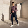 Full Sleeves Slim Fit Dusty Pink flowing vines Print Knit Shirt
