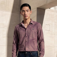 Full Sleeves Slim Fit Dusty Pink flowing vines Print Knit Shirt