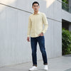 Full Sleeves Slim Fit Yellow All Over Abstract Geometric Print Knit Shirt
