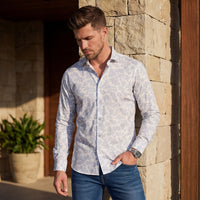 Full Sleeves Slim Fit Slate Grey All over Flower Print Shirt