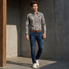 Full Sleeves Slim Fit Camel All over Abstract Dobby Textured Print Shirt