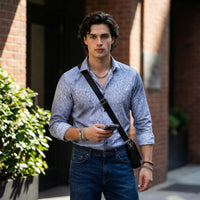 Full Sleeves Slim Fit Grey All over Abstract Round Foil Textured Print Shirt