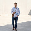 Full Sleeves Slim Fit Blue All-Over Big Abstract Print Shirt