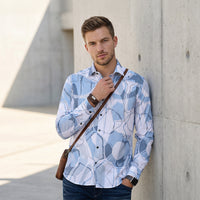 Full Sleeves Slim Fit Blue All-Over Big Abstract Print Shirt