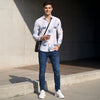 Full Sleeves Slim Fit Light Peach All-Over Grunge Brush Stroke Crushed Print Shirt