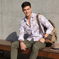 Full Sleeves Slim Fit Brown All-Over Grunge Floral Print Shirt