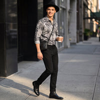 Full Sleeves Slim Fit Charcoal All-Over Grunge Floral Print Shirt