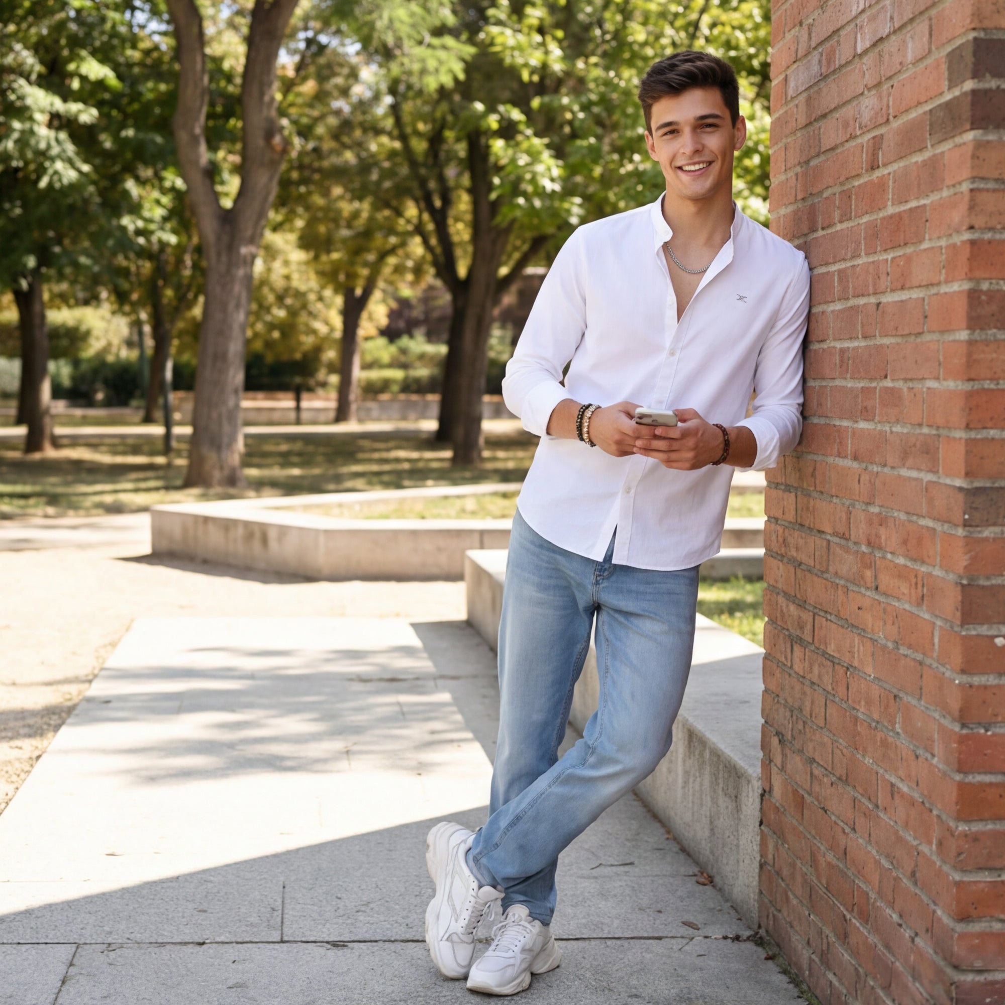 Men White Solid Slim Fit Shirt