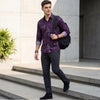 Full Sleeves Slim Fit Wine All-Over Big Geometric Print Shirt