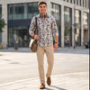 Full Sleeves Straight Fit Dusty All-Over Petal Pure Linen Print Shirt