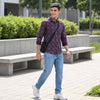 Full Sleeves Slim Fit All-Over Geometric Ethnic Fusion Print Shirt