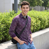 Full Sleeves Slim Fit All-Over Geometric Ethnic Fusion Print Shirt