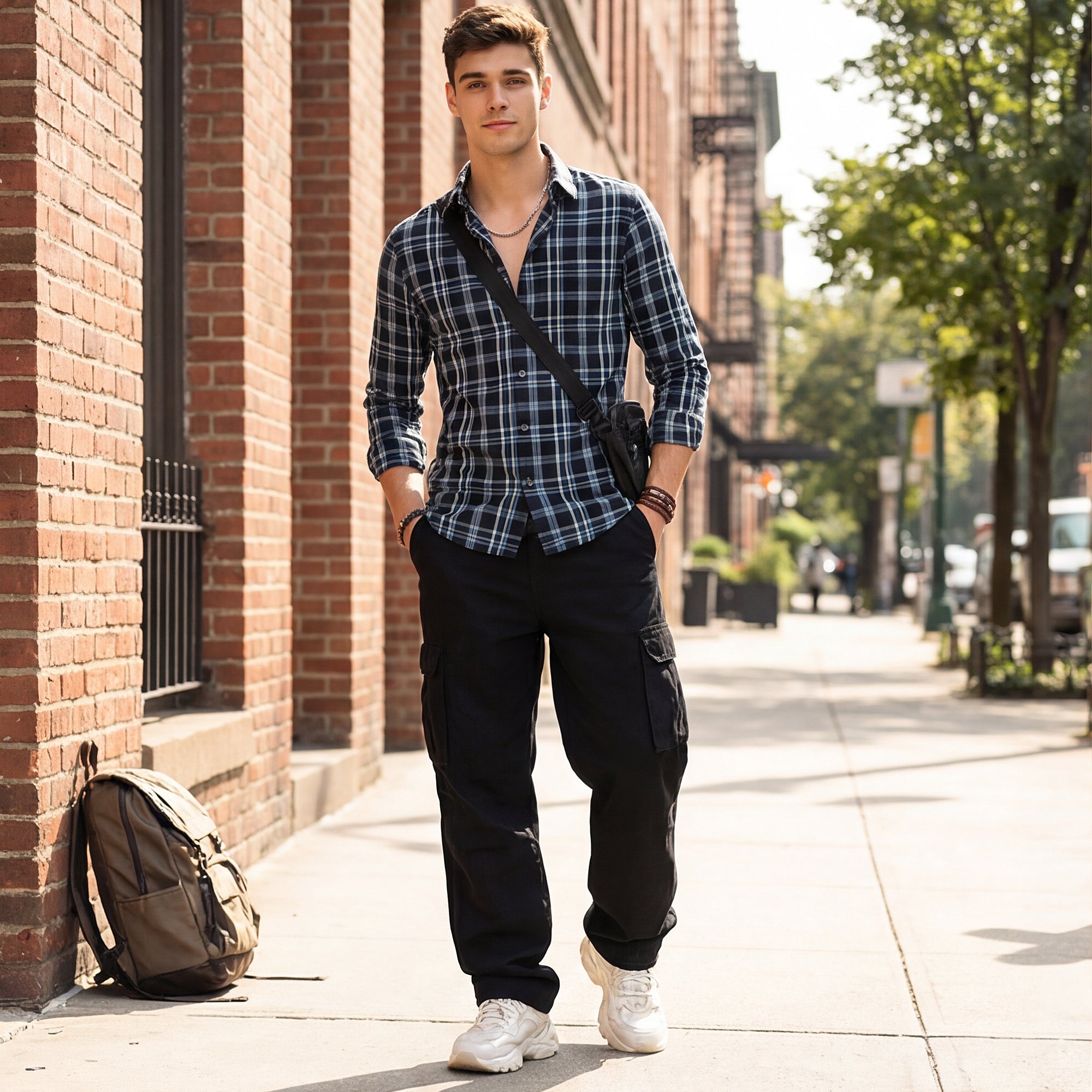 Men Black Checks Slim Fit Shirt