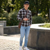 Full Sleeves Staight Fit Coffee Herringbone Checks Shirt