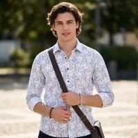 Full Sleeves Slim Fit Lavender All-Over Branch Pattern Dobby Structure Print Shirt