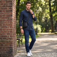 Full Sleeves Slim Fit Slate Grey Heavy Dobby Solid Shirt