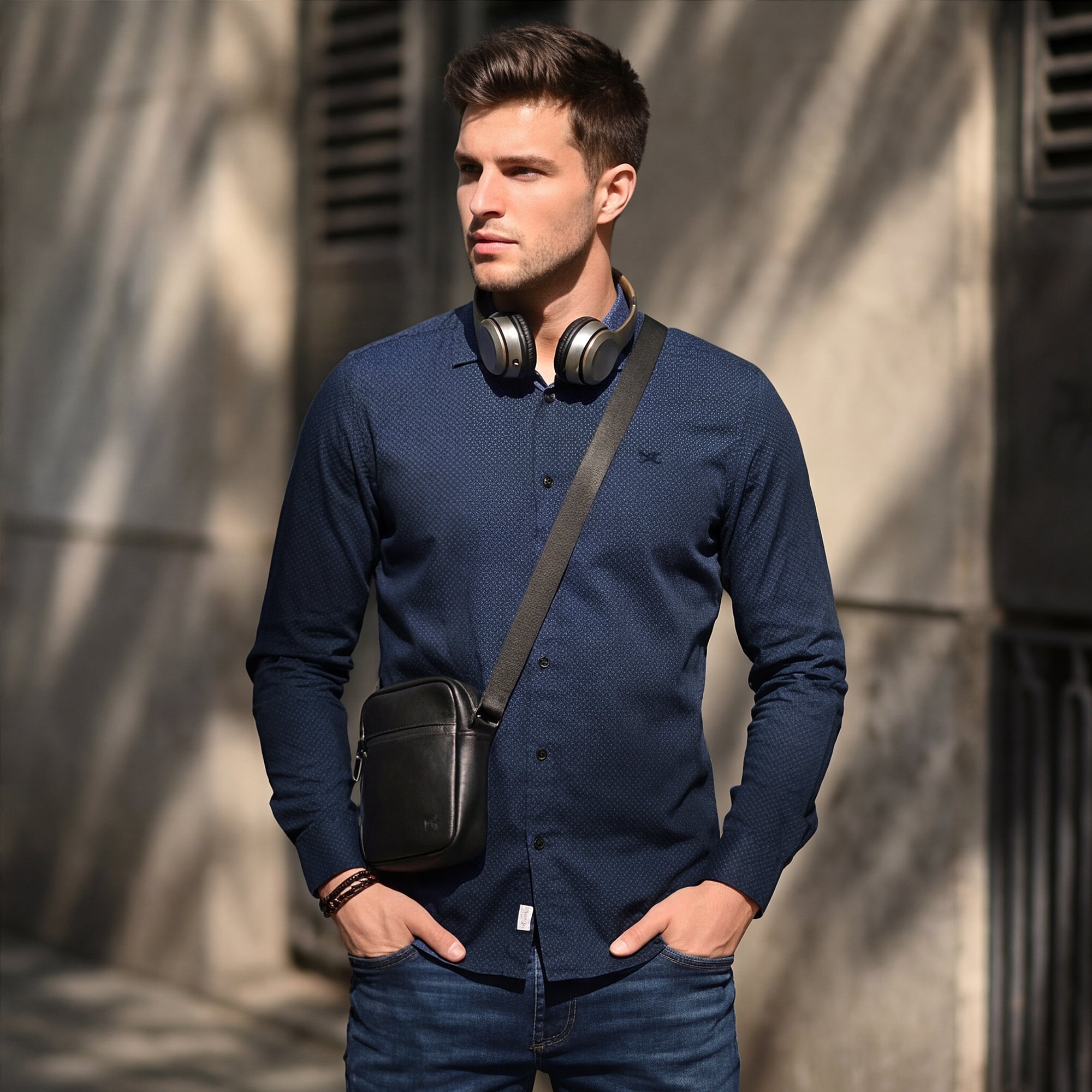 Men Grey Solid Slim Fit Shirt