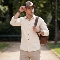 Full Sleeves Slim Fit Ecru Heavy Dobby Solid Shirt