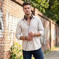 Full sleeves Slim Fit Cream All-Over Abstract Floral Print Shirt