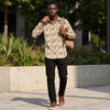 Full sleeves Slim Fit Mustard All-Over Camou Waffle Dobby Print Shirt