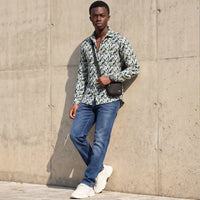 Full sleeves Slim Fit Green All-Over Camou Waffle Dobby Print Shirt