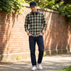 Full Sleeves Slim Fit Olive Mild Brushed Checks Shirt