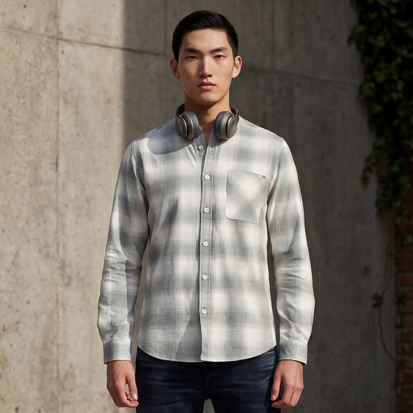 Full Sleeves Slim Fit Dusty Pista Dobby Textured Checks Shirt