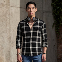 Men Black Checks Straight Fit Shirt