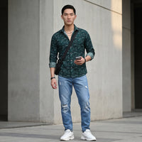 Men Green Printed Slim Fit Shirt