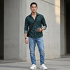 Men Green Printed Slim Fit Shirt