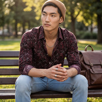 Full Sleeves SlimFit Coffee All-Over Abstract Rose Outline Print Shirt