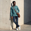 Full Sleeves Straight Fit Slate Emrald Green Heavy Twill Double Pocket Solid Shirt