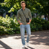 Full Sleeves Slim Fit Neon Green Button-Down Oxford Checks Shirt