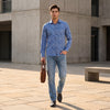 Full sleeves Slim Fit Blue All Over Micro floral Dobby Textured Print Shirt